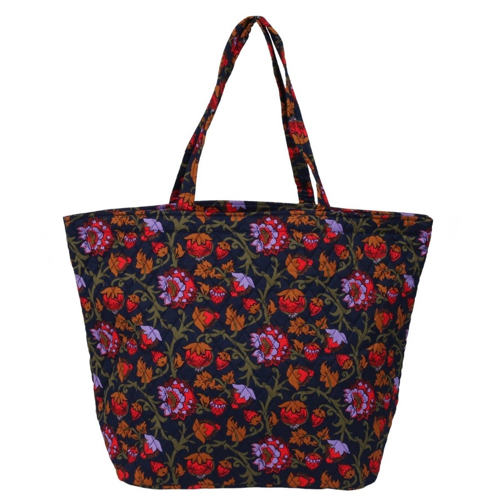Vera Bradley Premium Cotton Marston Grand Tote Bag Midnight Garden Vines